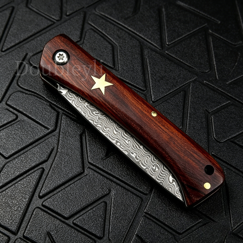 Woodworking Gift Ideas - Wooden Handle Damascus Steel Multi-purpose Folding
