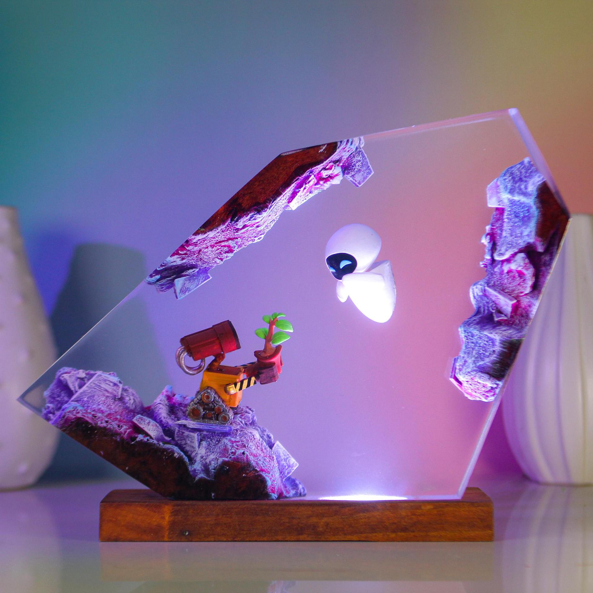 Woodworking Epoxy - Handmade Epoxy Resin Night Light, Wall-E