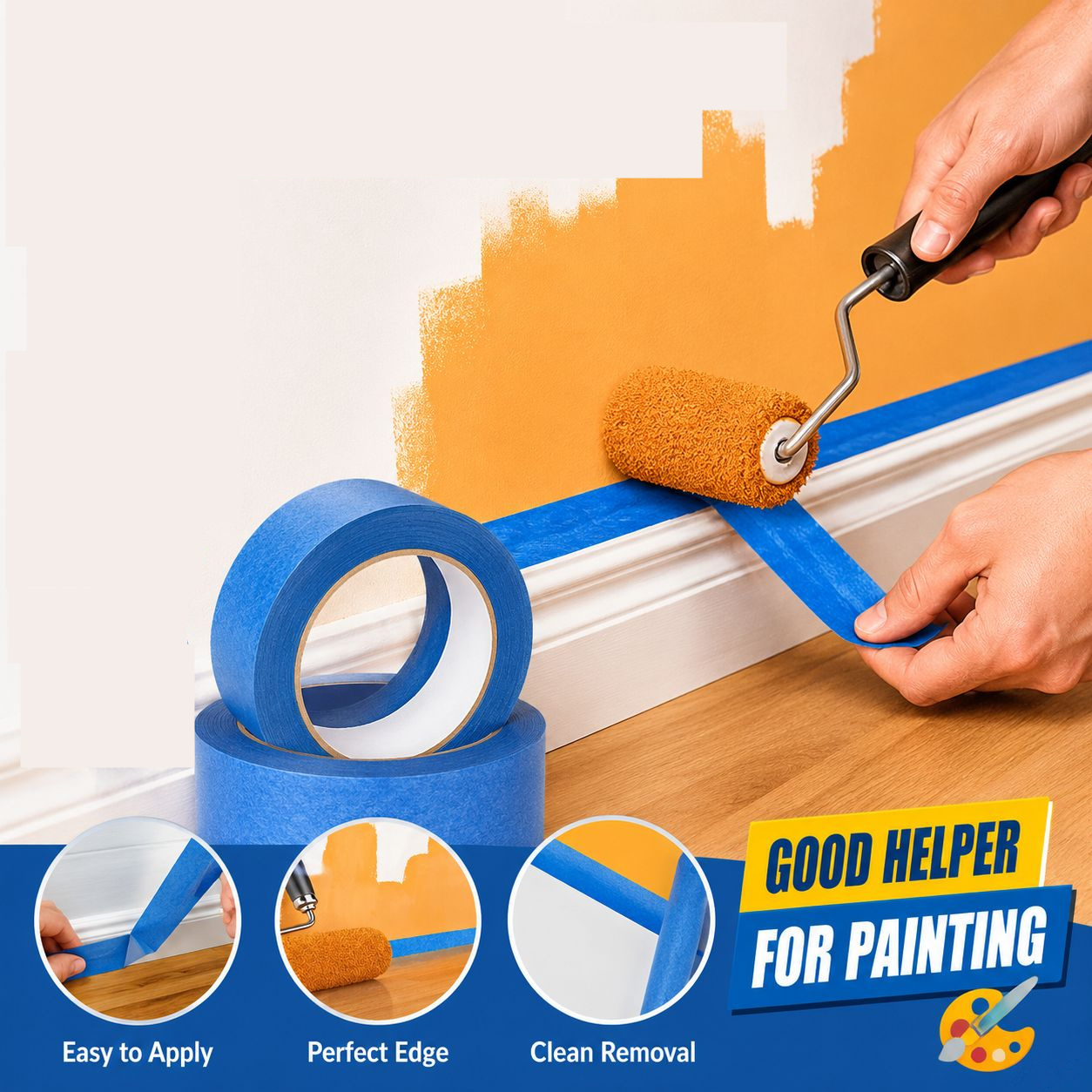 Woodworking Mask - 3 Roll/Set Paint Tape Multi-Surface Masking