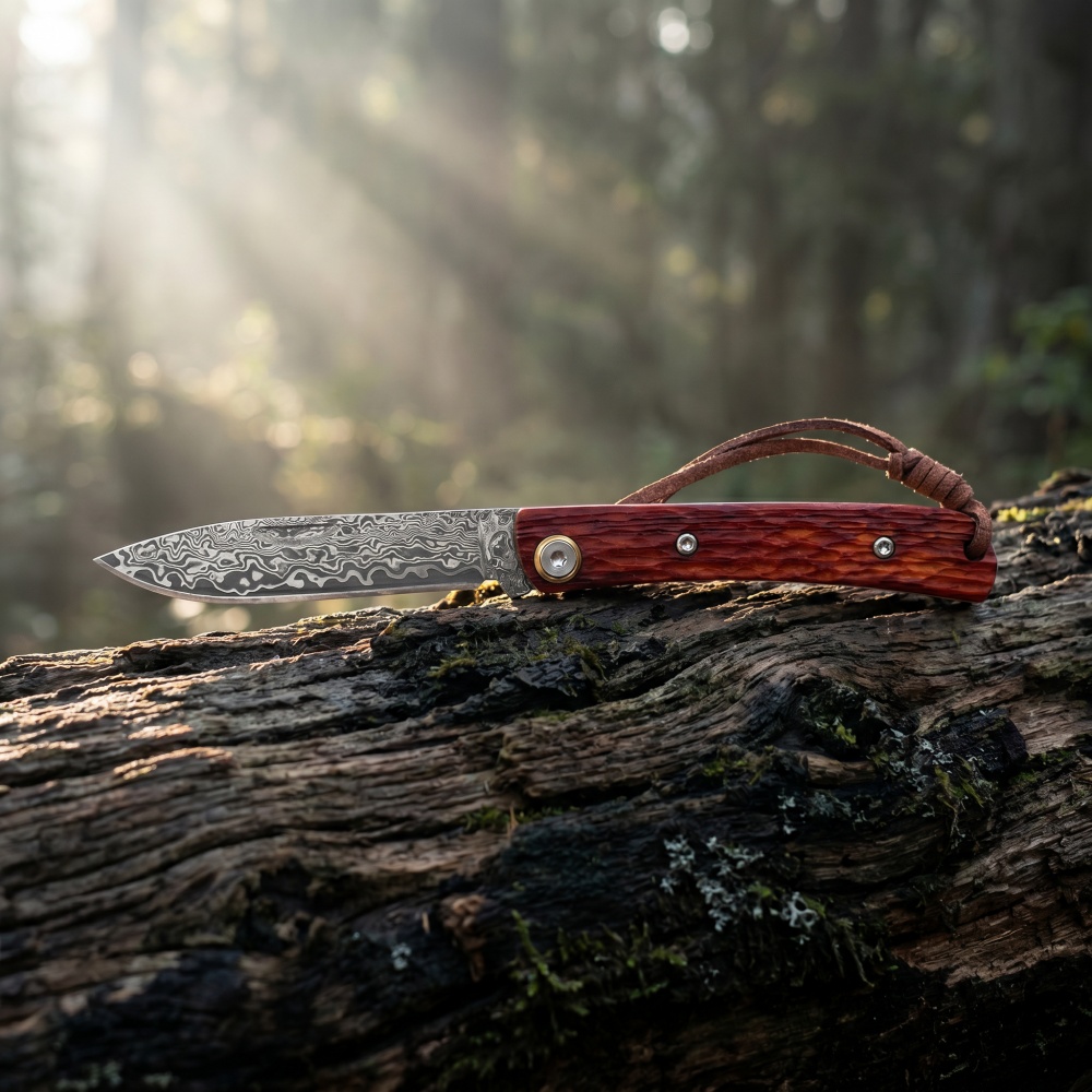Woodworking Gift Ideas - Wear-resistant Use Compact Damascus Steel Folding