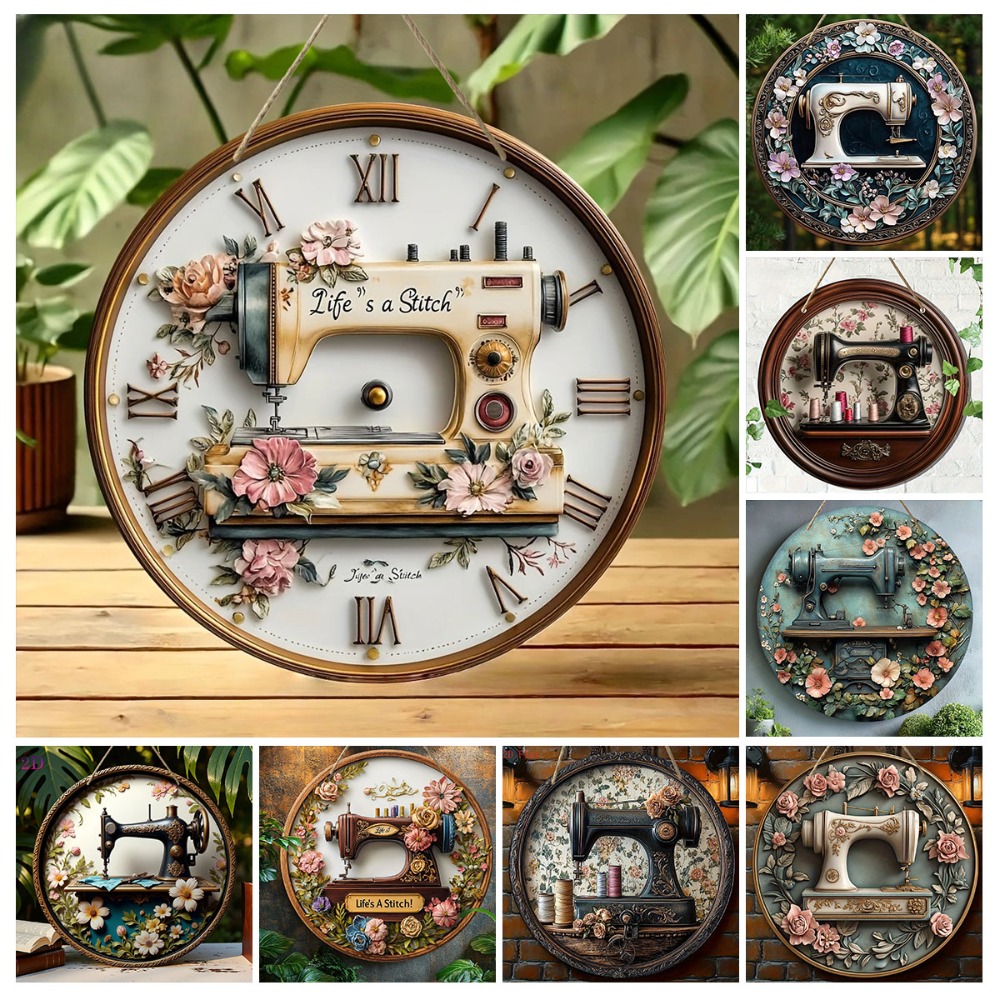 2D Retro Sewing Machine Flower - Woodworking Logo review and price