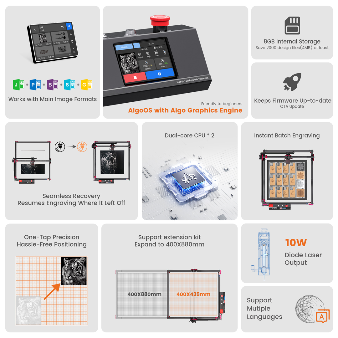 AlgoLaser DIY KIT MK2 10W Lase - Woodworking Logo review and price